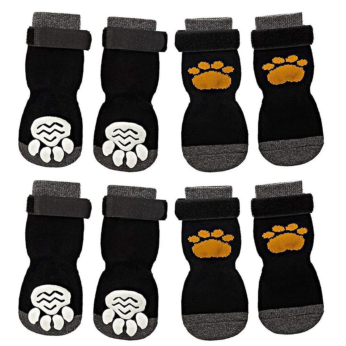 8 Pieces Anti Slip Dog Socks Non-slip Dog Socks With Adjustable Strap Traction Control For Indoor O
