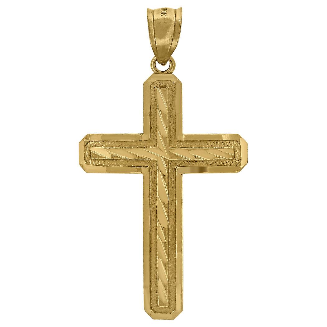 10k Gold Dc Mens Cross Height 46.4mm X Width 25.9mm Religious Charm Pendant Necklace for Men