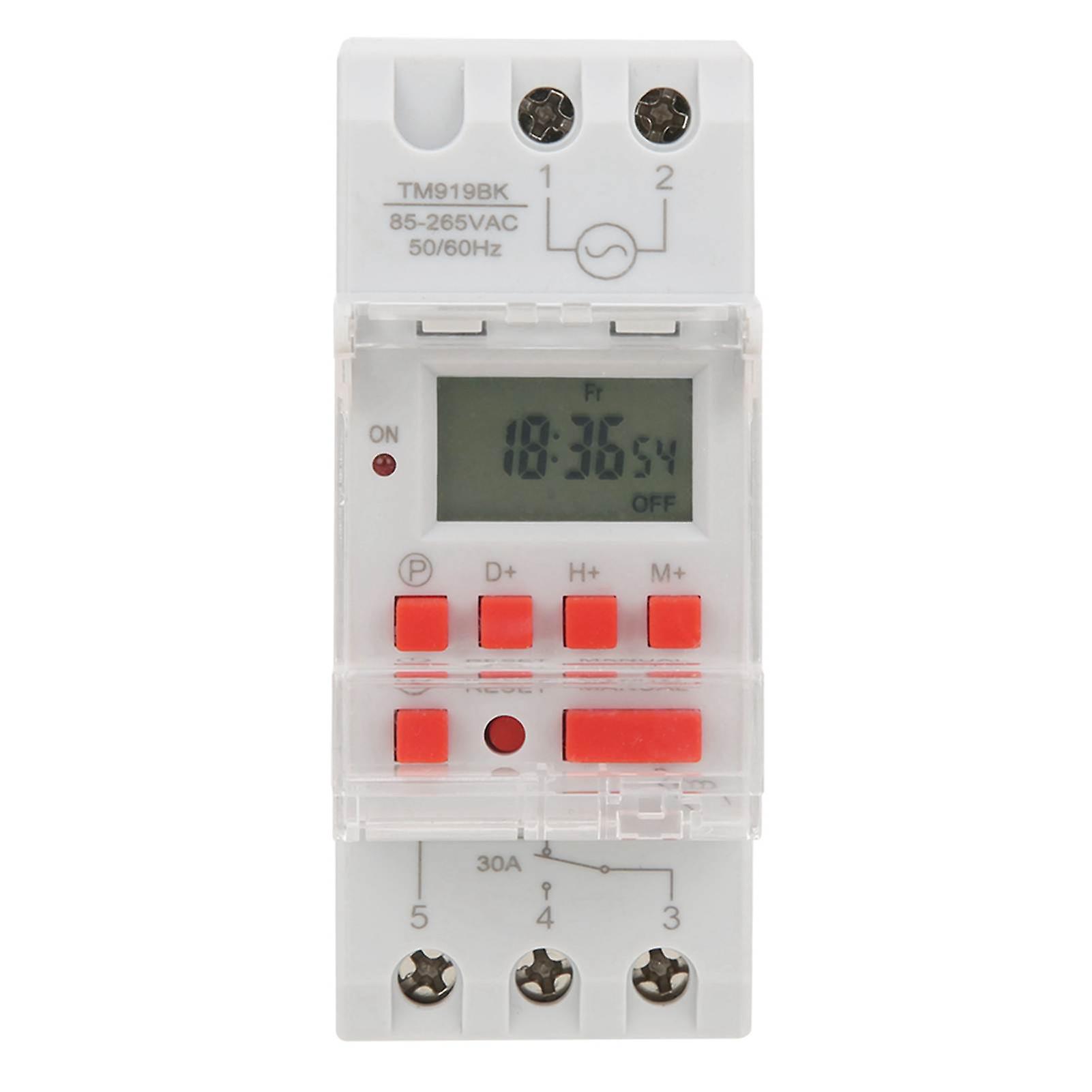 TM919BK 85~265V AC 30A LCD 7 Days Programmable Digital Timer Switches