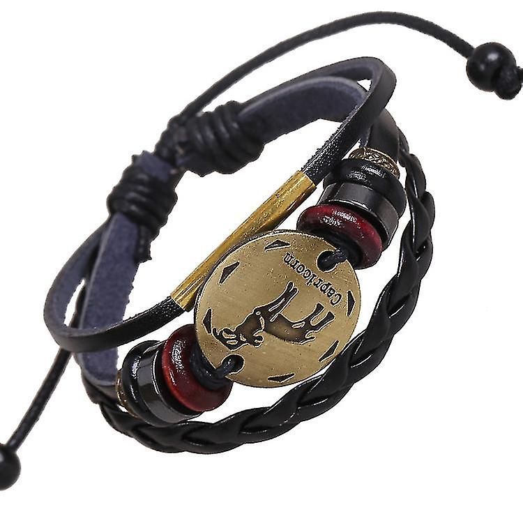 Capricorn Constellation Leather Bracelet -  Capricorn String Beaded Cowhide Bracelet -  Capricorn String Bead Sweed Bracelet