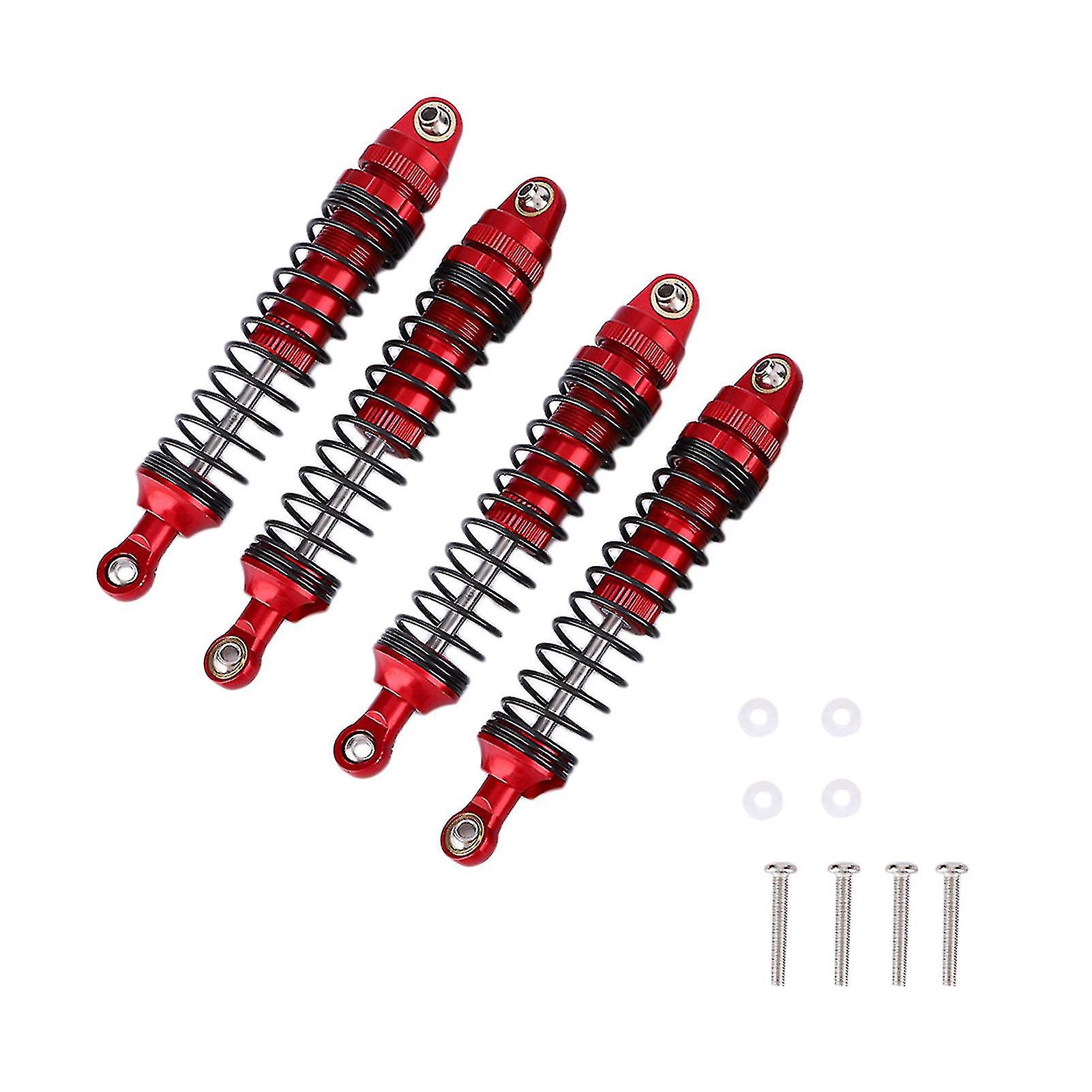 4pcs Red Aluminium Alloy Rc Shock Absorber For 110 Scx10 D90 Crawler Car