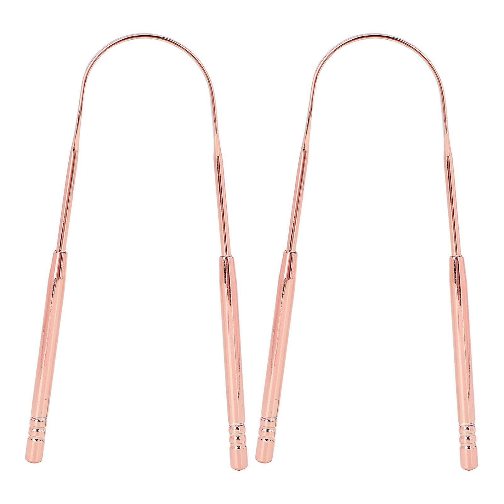 2pcs Tongue Scraper Stainless Steel U Shape Tongue Cleaner For Oral Care Hygienerose Gold