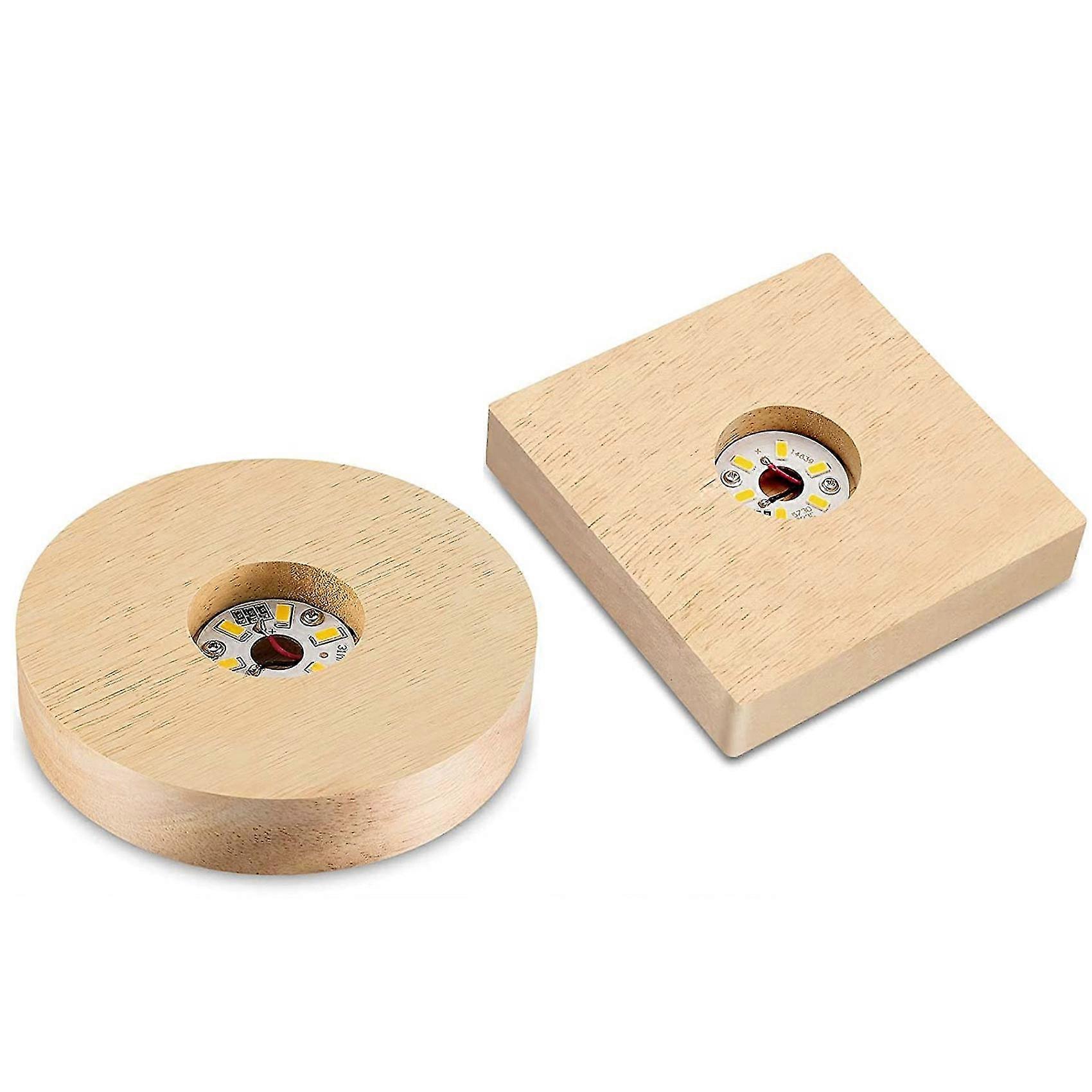 2 stk. trelysbase, tre-LED-base, krystallglasslysbase, tre-LED-base