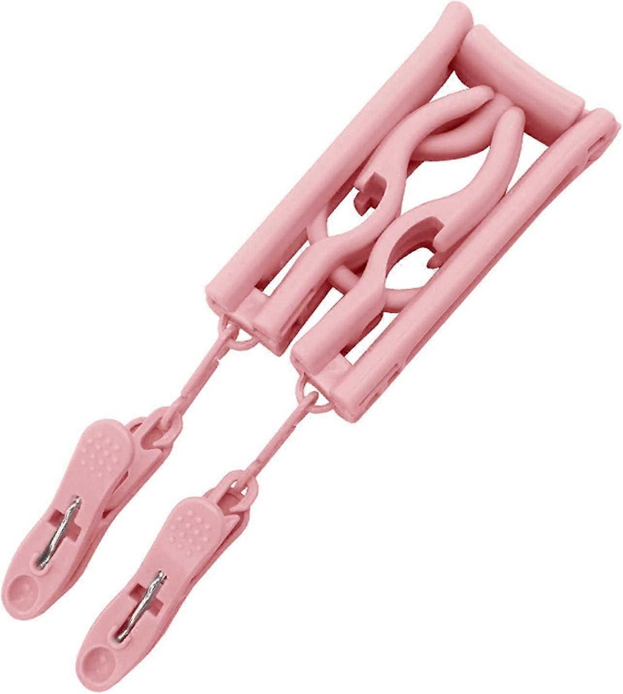 2 Pc Collapsible Clothes Travel Drying Rack Hangers Folding Portable Space Saving Clothes Drip Hanger Laundry Hanger Pink