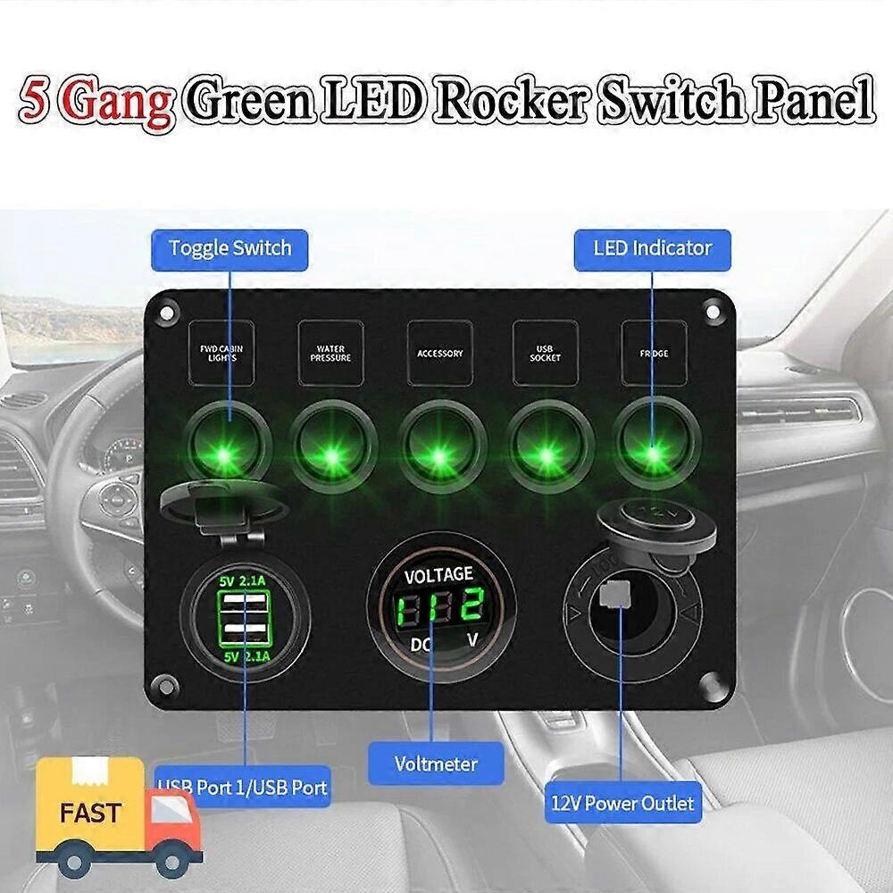 5 Gang 8 Gang Button Rocker Toggle Switch Panel Usb Control For Car Truck Marine Boat RV ATV UTV Camper Caravan Circuit Breaker FN9U6671