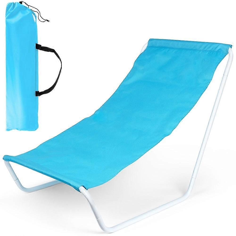 Foldable beach chair with metal frame and carry bag