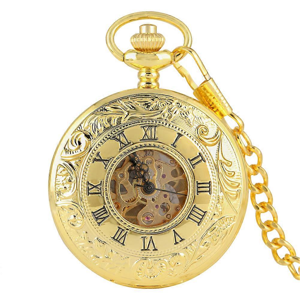 New Arrival Silver Smooth Double Full Hunter Case Steampunk Skeleton Dial Mechanical Pocket Watch With Chain For Best Gifts
