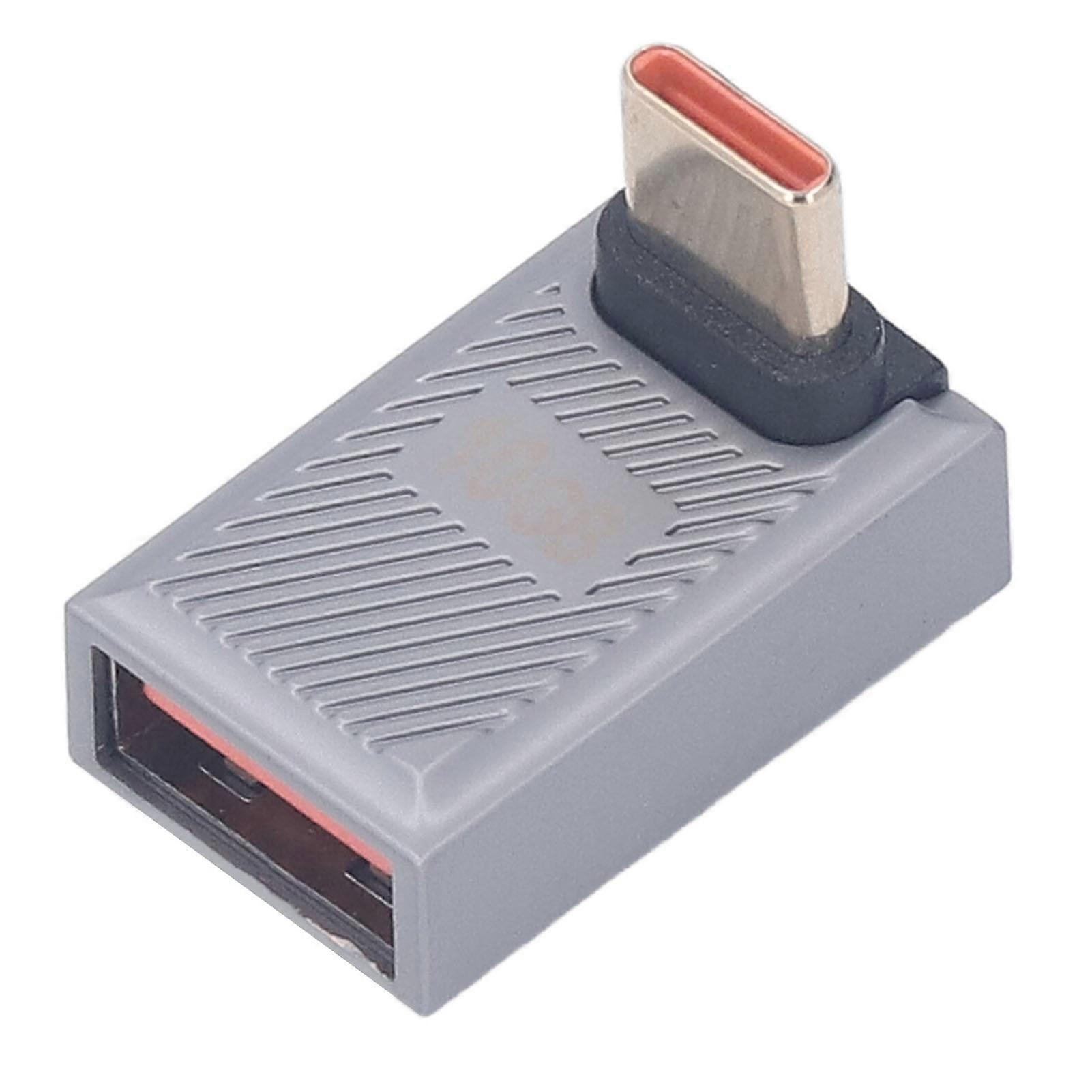 USB to USB C Converter 10GBPS 120W Aluminum with Light Up Angled USB Female to Type C Male Adapter for Data Transmission Charging