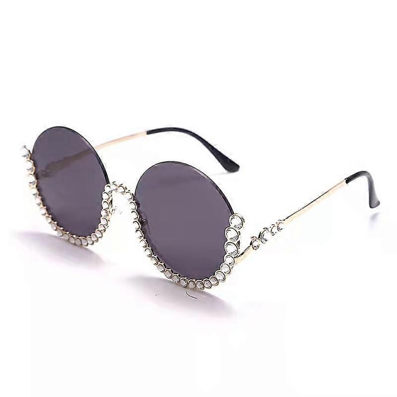 Shining Oversized Round Rhinestone Sunglasses Festival Gem  display picture 1