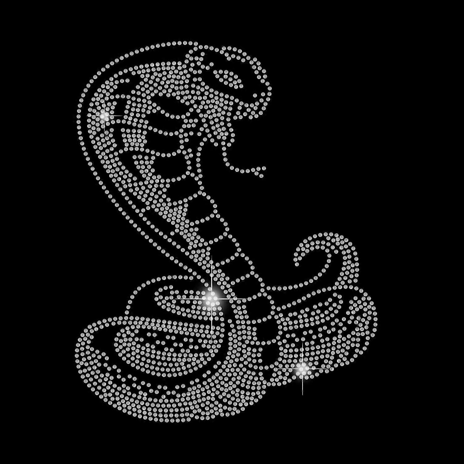 Snake Iron on Rhinestones Heat Transfer Design Cobra Patch Hot fix Iron on Applique Snake Bling Patch Crystal DIY Decor
