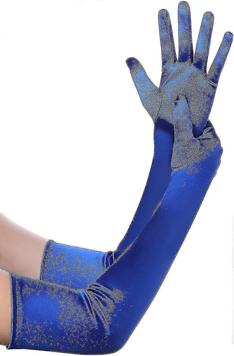 Long Opera Party 20s Satin Gloves Stretchy Adult Size Elbow Length