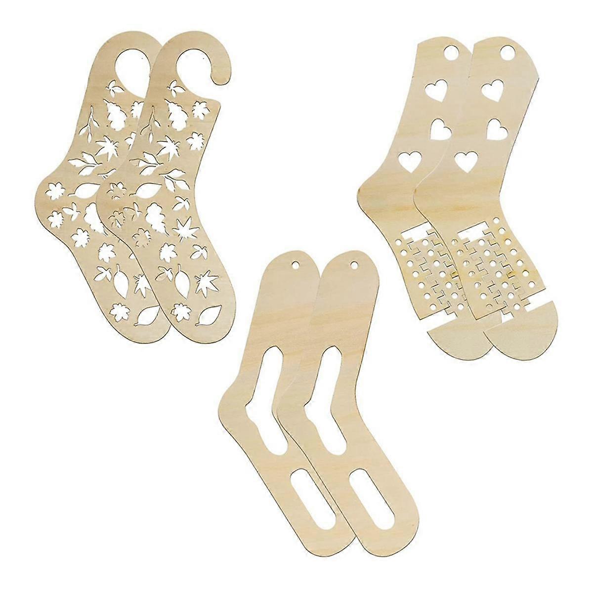 6Pcs Wooden Sock Blockers for Knitting,Adjustable Sock Blocker for Knit Blockers Knitting Crochet S