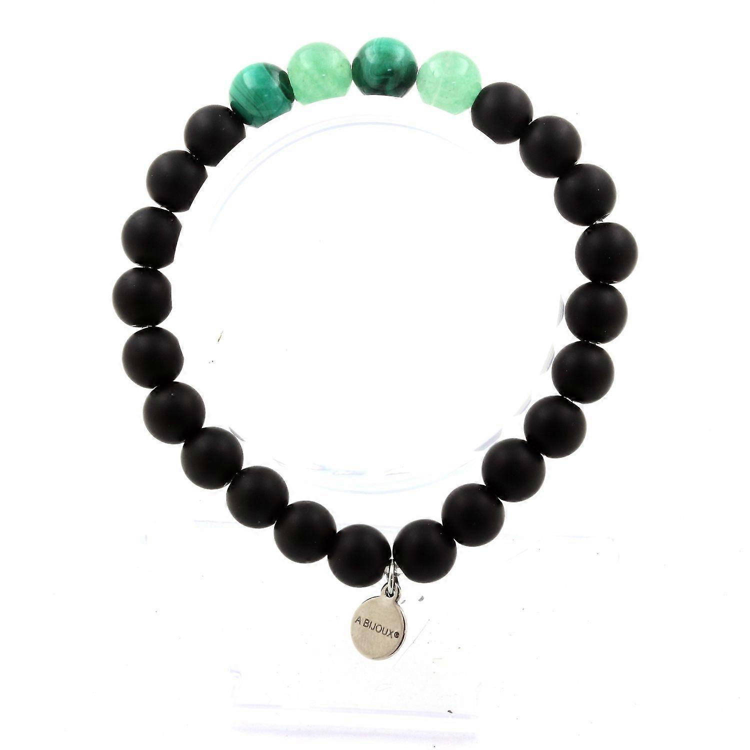 Congo Malachite Beads Bracelet + Aventurine + Matte Black Onyx 8 mm