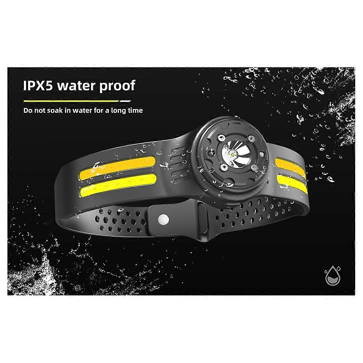 Wave Sensor COB Head Light USB Charging Outdoor Multi-Functional Night Running and Cycling Silicone