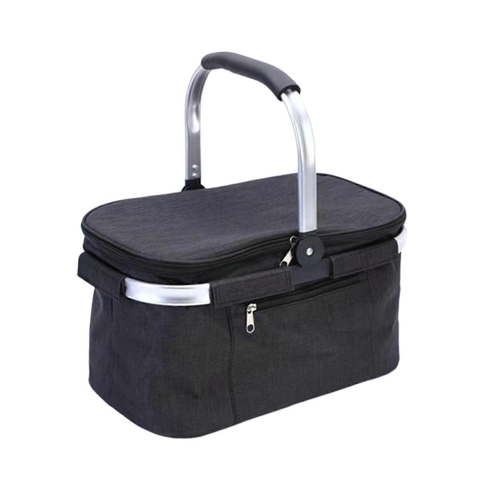 Large Foldable Picnic Basket Lightweight Waterproof Insulated Camping Grocery Bags with Aluminum Foil Multipurpose Shopping Bag for Picnics Camping Tr