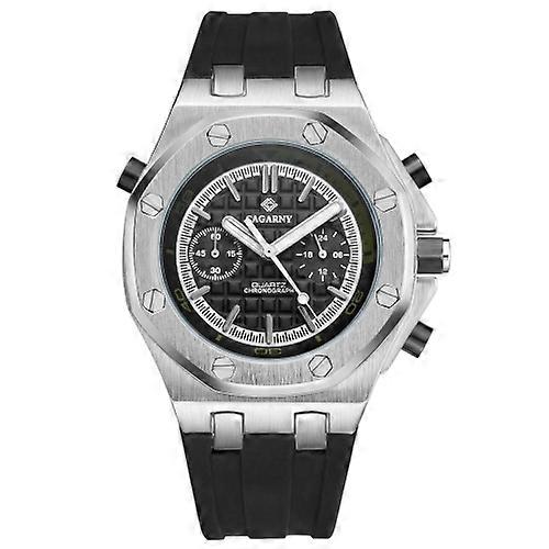 CAGARNY 6861 Checkered Pattern Polygonal Dial Quartz Silicone Strap Watch