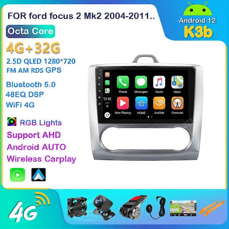 9inch αρρενωπό 12 αυτοκίνητο ραδιόφωνο DVD φορέας Carplay για την εστίαση της ford EXI MT 2 3 Mk2 2004 2005 2006 2007 -2011 2Din φορέας πολυμέσων ΠΣΤ