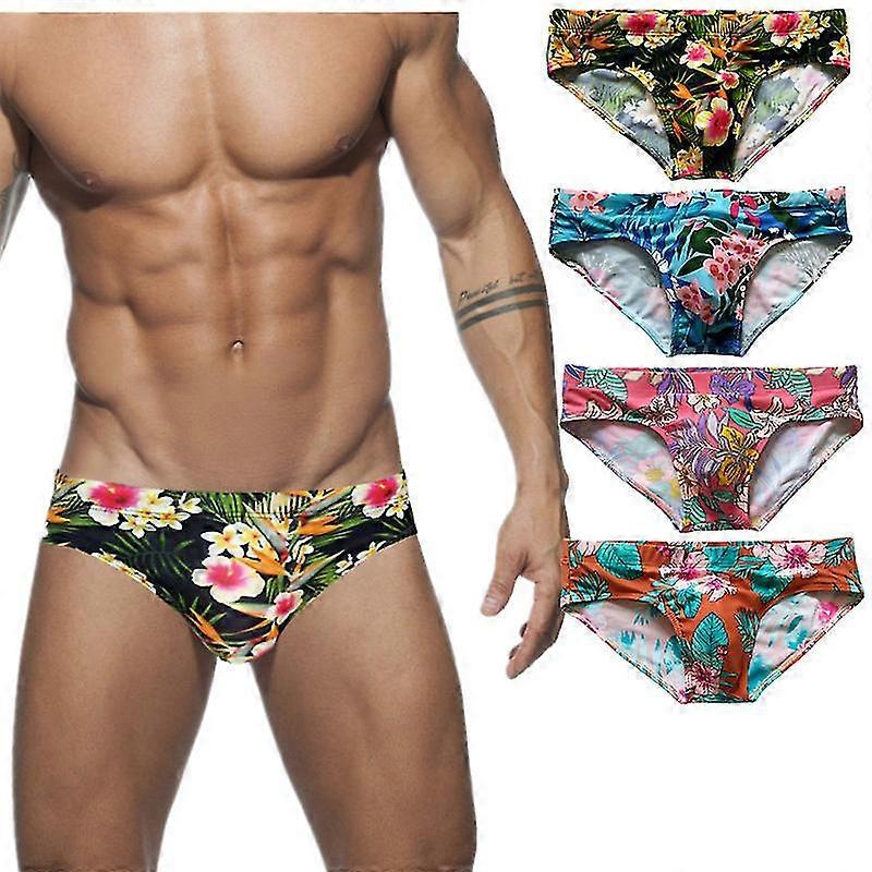 4pcs Men's Swimming  Triangle Printing Pants