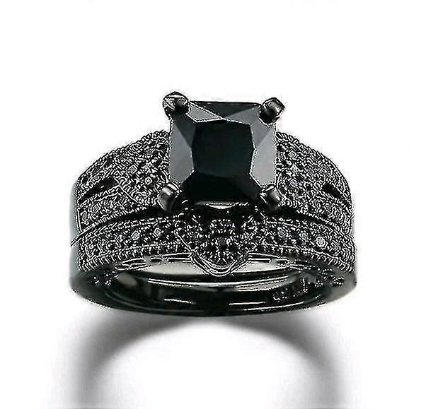 Love Heart Black Color Ring 7