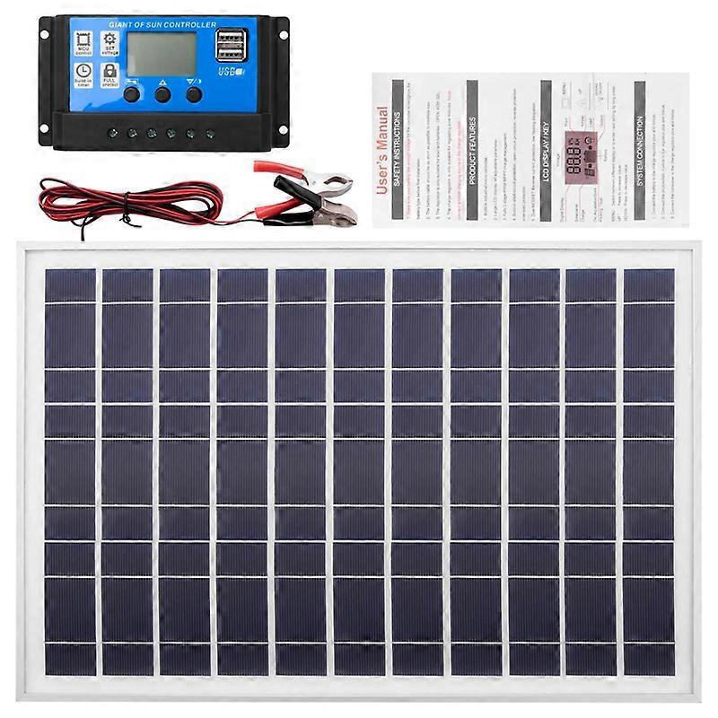 30W 12V solcellepanel batterilader + 40A kontroller for RV bil båt hjem camping
