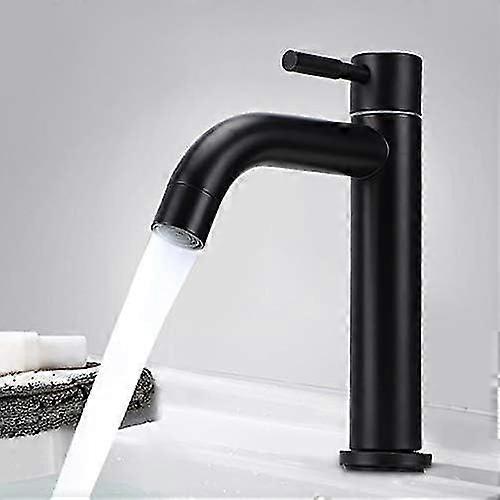 Matte Faucet Black Stainless Steel Basin Single Cold Water Tap For Home Kitchen , European Classic Style, G1/2in Male Thread