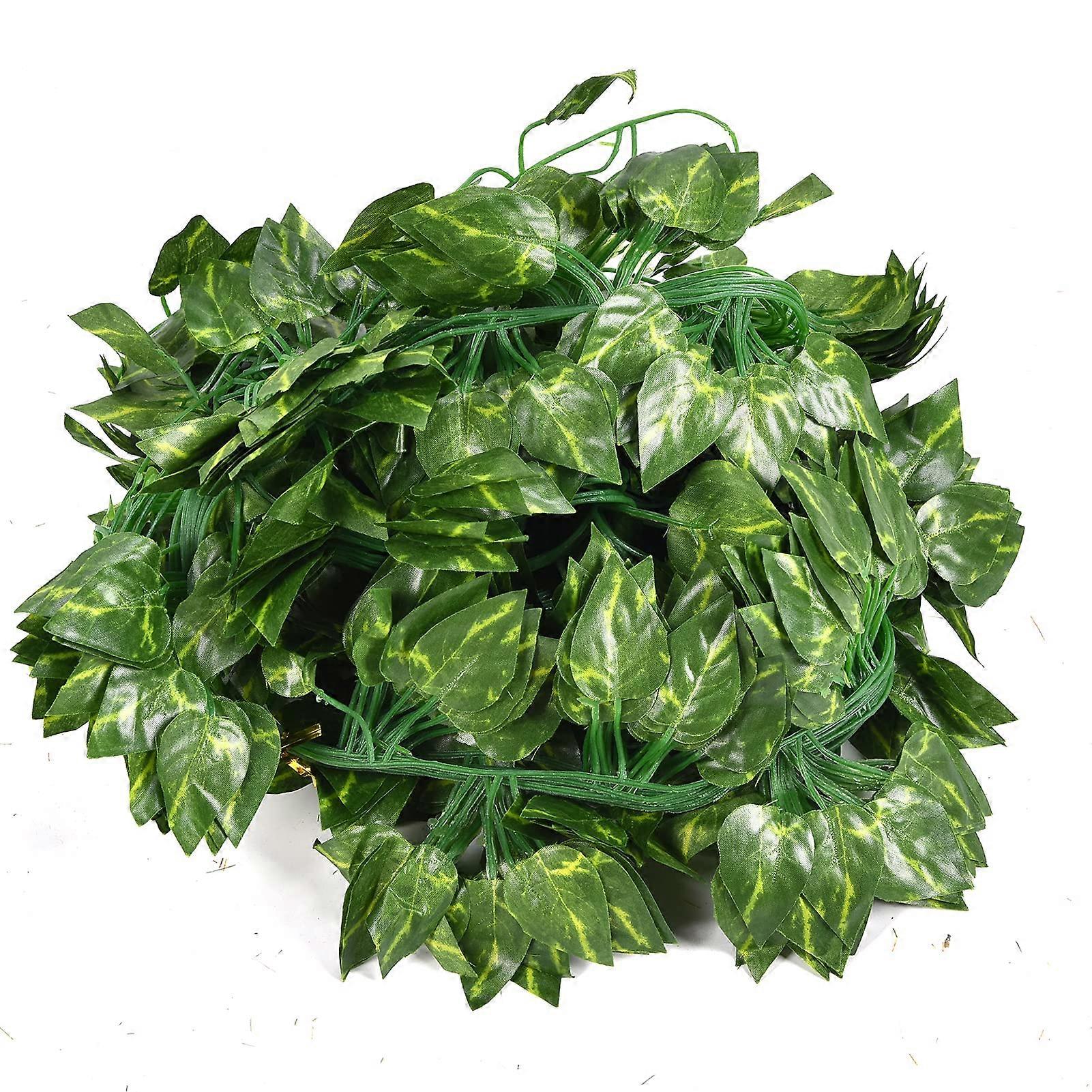 12pcs Simulation Rattan, Highly Simulated Simulation Green Leaf Plants Artificial Silk Cloth for Parties Weddings