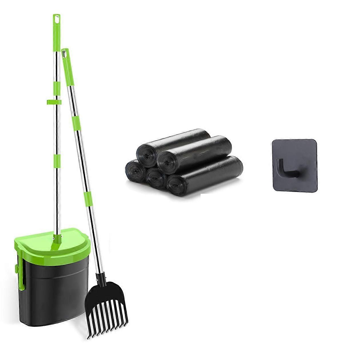 Pooper Scoopers Swivel Bin & Rake with 100 Waste Bag, Stainless Steel Handle Pooper Scoopers for La