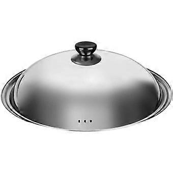 34cm Kochtopfdeckel Edelstahl Kochgeschirrdeckel Ersatz Topf Deckel Abdeckung Pfanne Wok Deckel Runder Knopf Griff Anti-Verbrühung Topfdeckel (zufälliger Knopfstil)