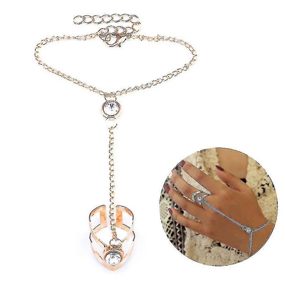 Boho Finger Ring Bracelet Tassel Chain