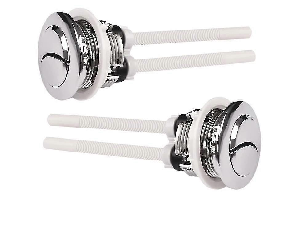 WC Flush Button, 2 Pack WC Flush Button Ersatz, 38mm Dual Flush WC Button, Button WC Flush für Badezimmer WC Reparatur2pcs-silber