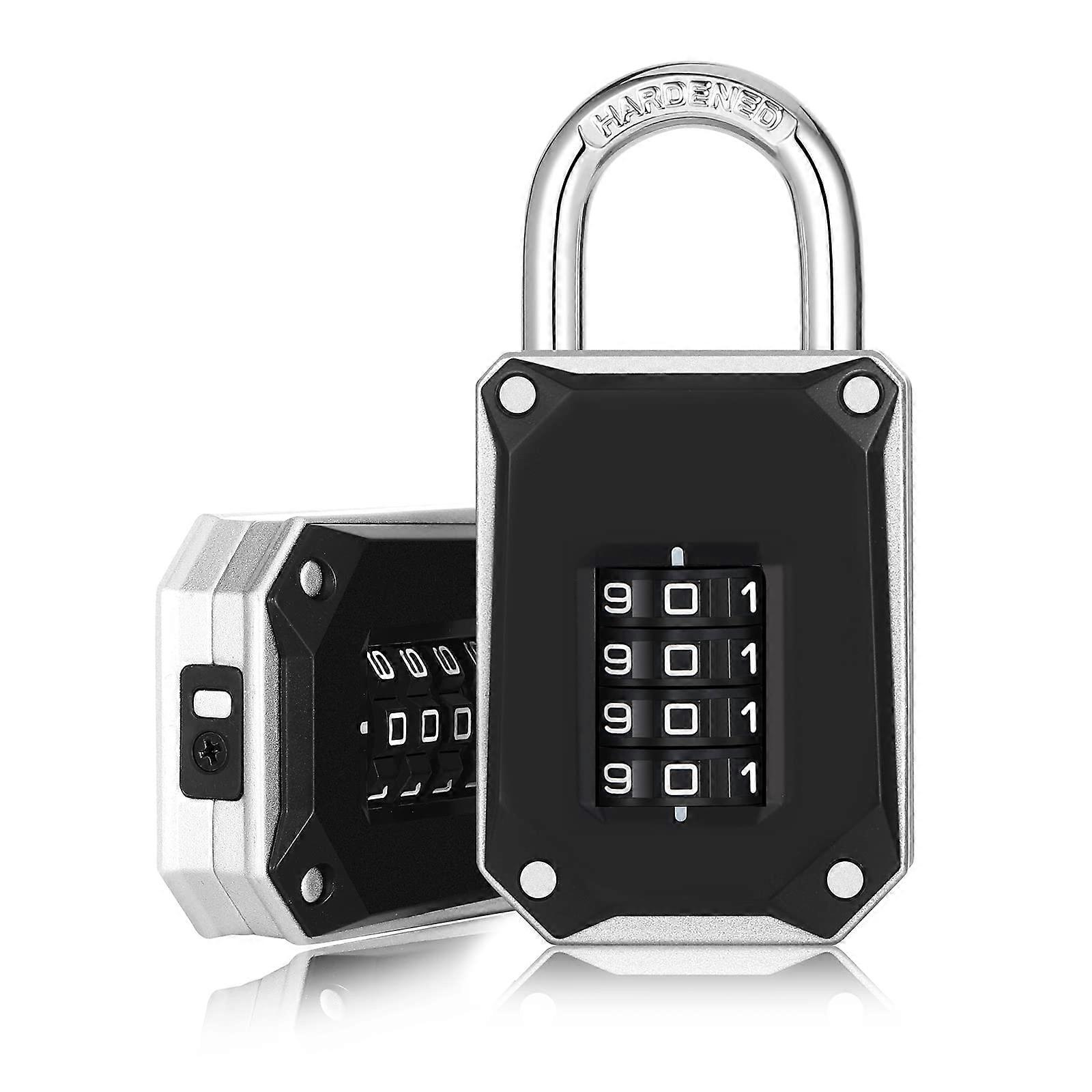 Locker Padlock for Gym Locker, 4 Digit Combination Lock, Heavy Duty Gym Locker Padlocks with Big White Numbers and Reset Protection Cover, for School