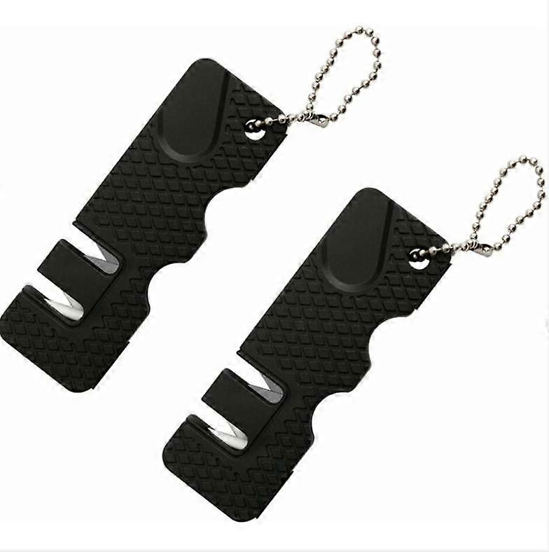 Mini Gear Sharpening Stone Knife Sharpener Outdoor Tool (Black) 2pcs