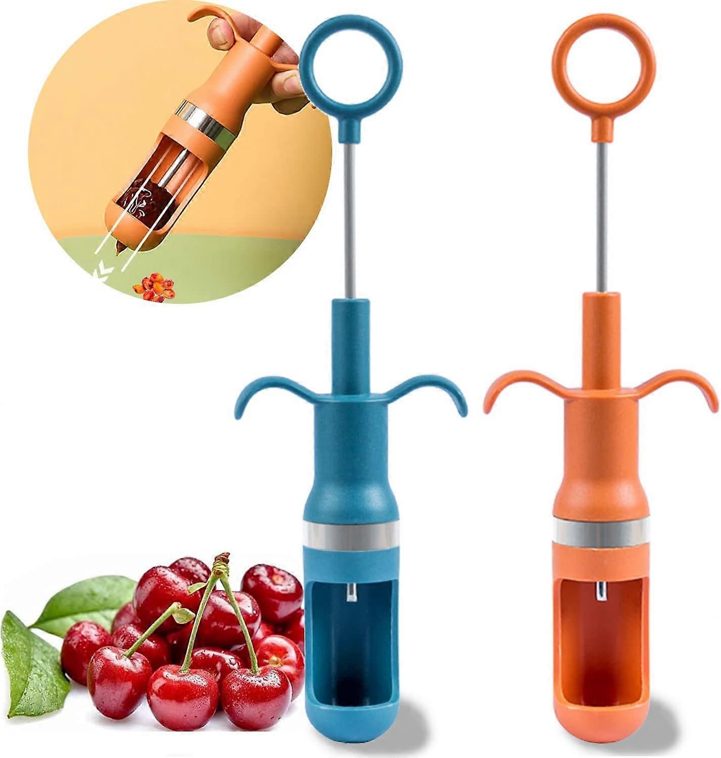 Cherry Tool 2 Pcs, Cherry Seed Remover Tool Portable Cherry Corer Kitchen Tools for Cherries Jam Quick Removal Fruit Stones