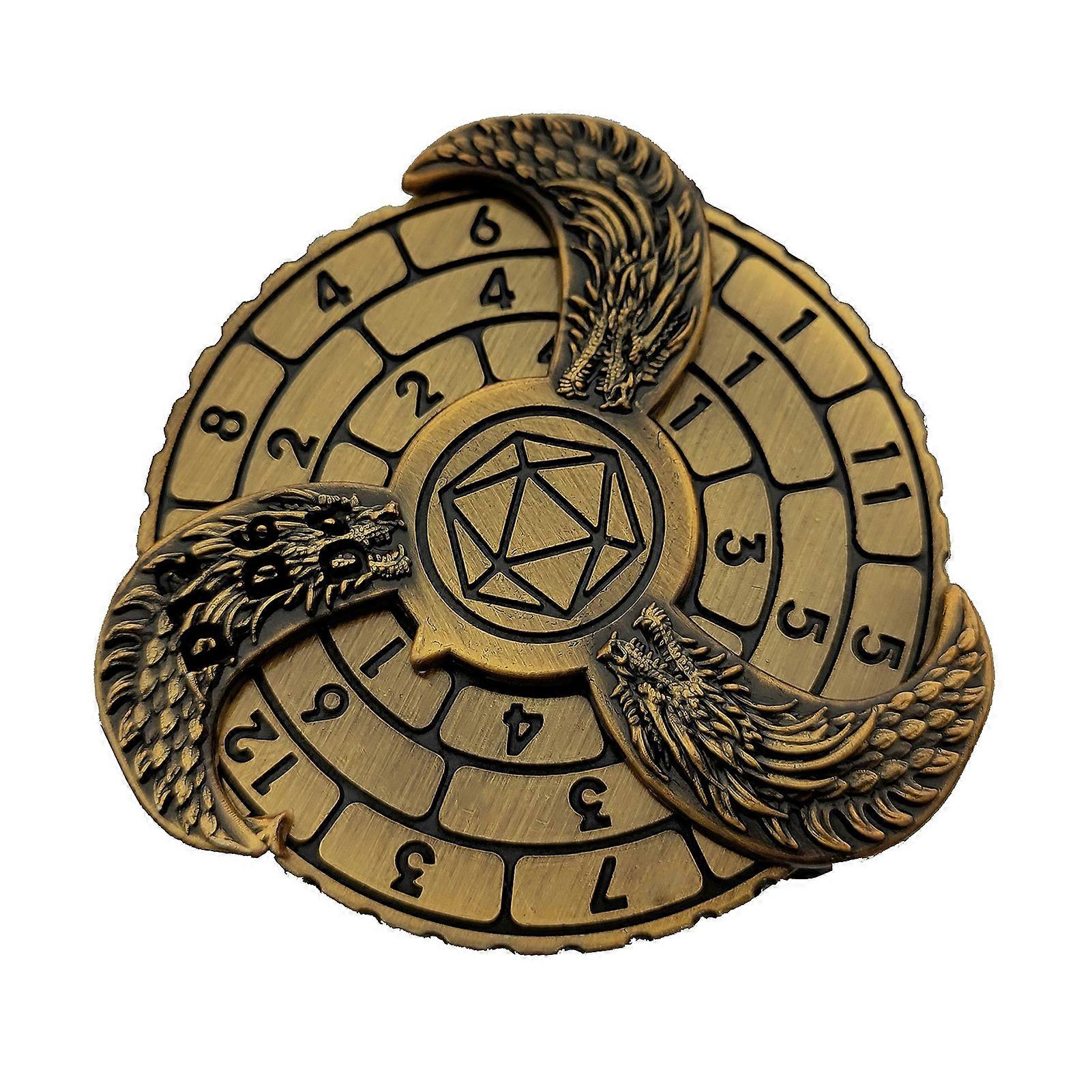 Dragon Dice Metal Fingertip Gyro Spinner Dice Fidget Toy Portable Vintage Zinc Alloy Dragon Compass Dice Board Game Party Prop Birthday Gift