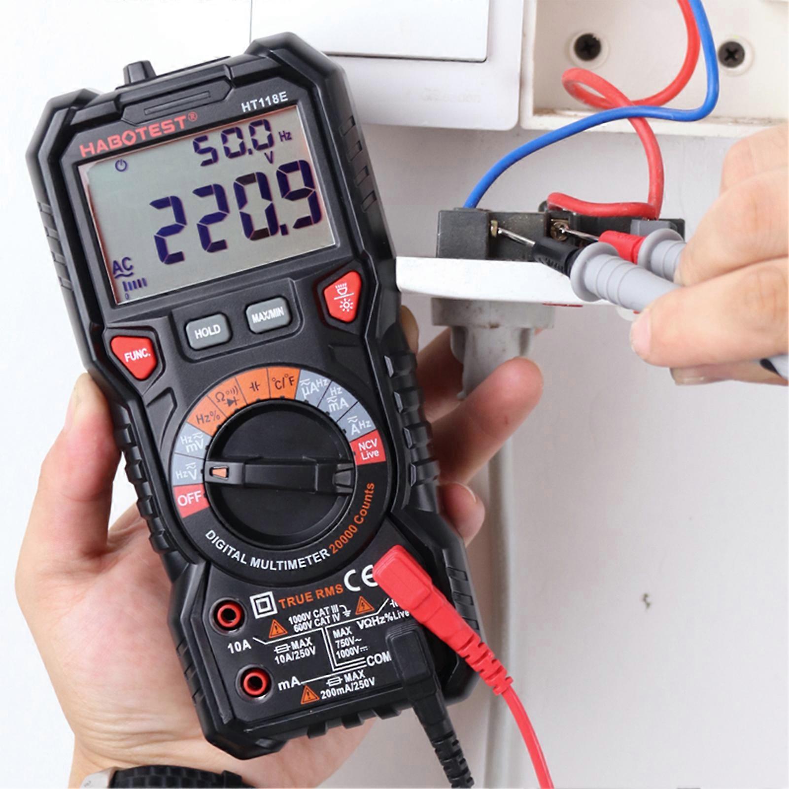 HT118E Digital Multimeter 20,000 Counts True RMS Measuring AC/DC Voltage & Current Resistance Capacitance Frequency