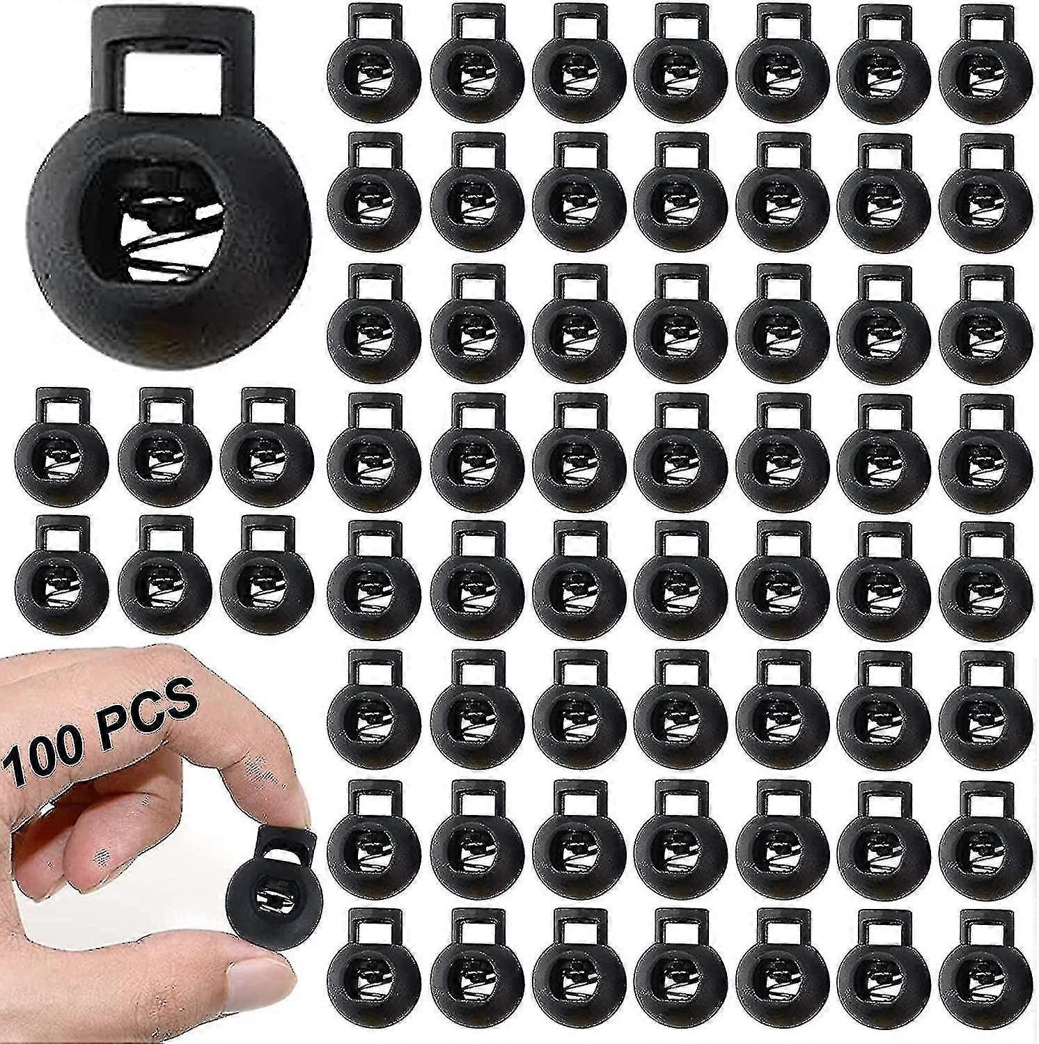 Cord Stopper Single Hole 100 Pieces Plastic Cord Stopper Spring Cord Locks For Drawstrings Cord Stopper Black Spring Cord Lock End Cord Stopper End Fo