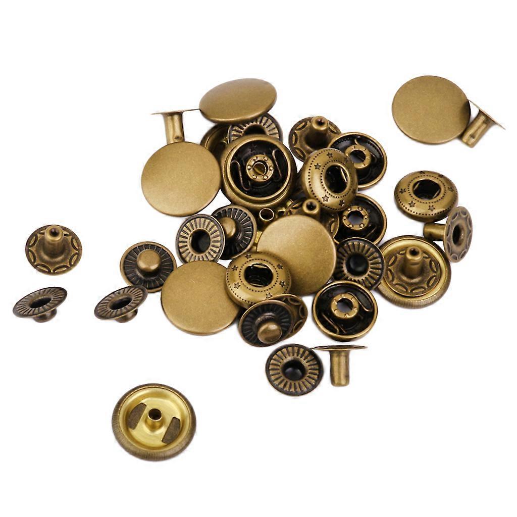 10 Sets Copper Snaps Fasteners Bronze Tone