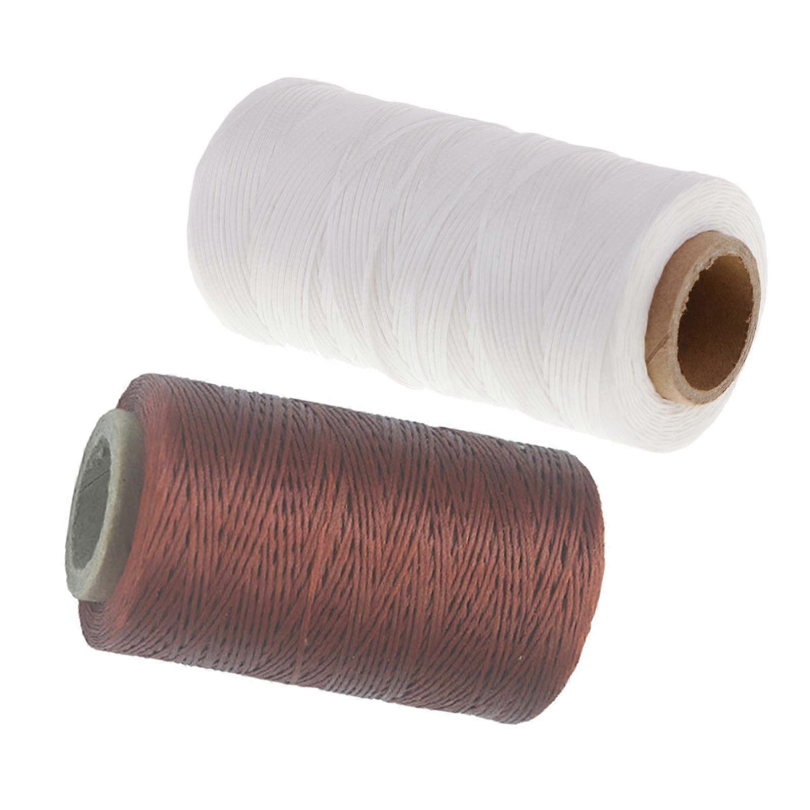 2 Rolls 0.8mm Waxed Thread Sewing Stitching Leathercraft White Coffee