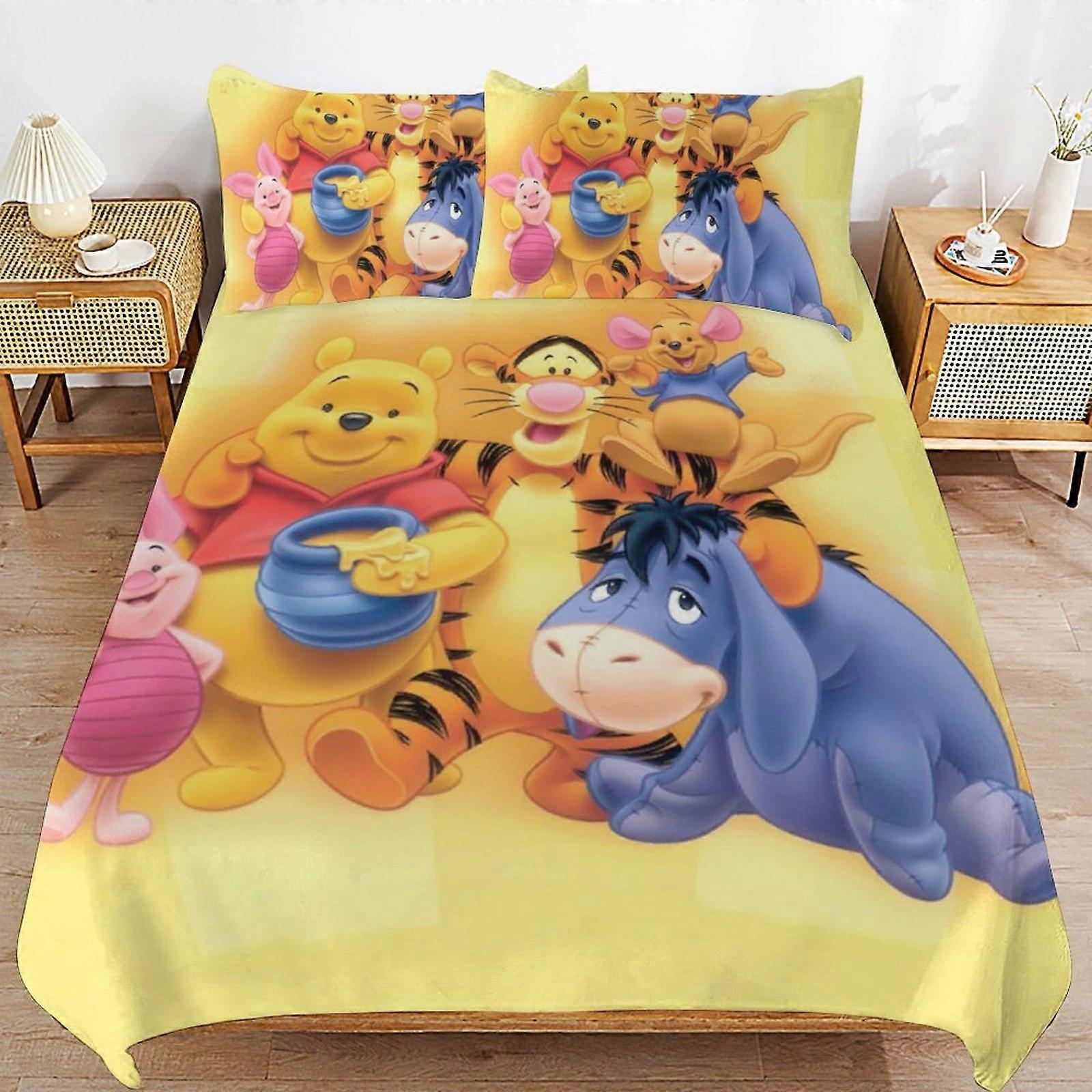 Bedding set MV108 Winnie The Pooh Bed Duvet Cover Microfiber Bedding Sets 3D Printed Lightweight 3 Piece Comforter Sets, Brings you warmth YF108