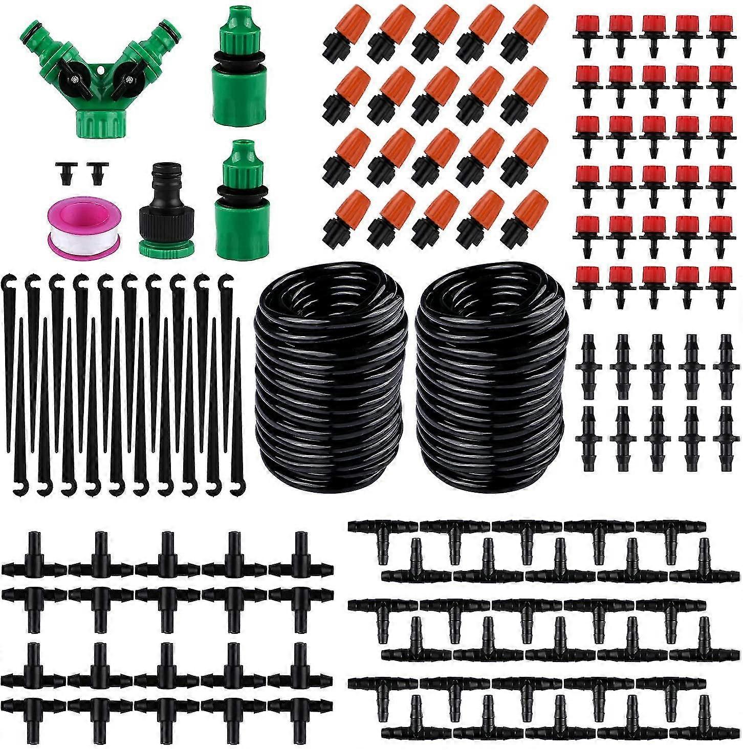Irrigation Drip Kit, 100ft/30m Adjustable Automatic Micro Garden Irrigation System