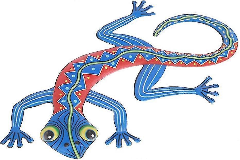 2 Pack Gecko Wall Decoration Lizard Art Ornament Hanging For Garden Porchred+blue (4-d-w)