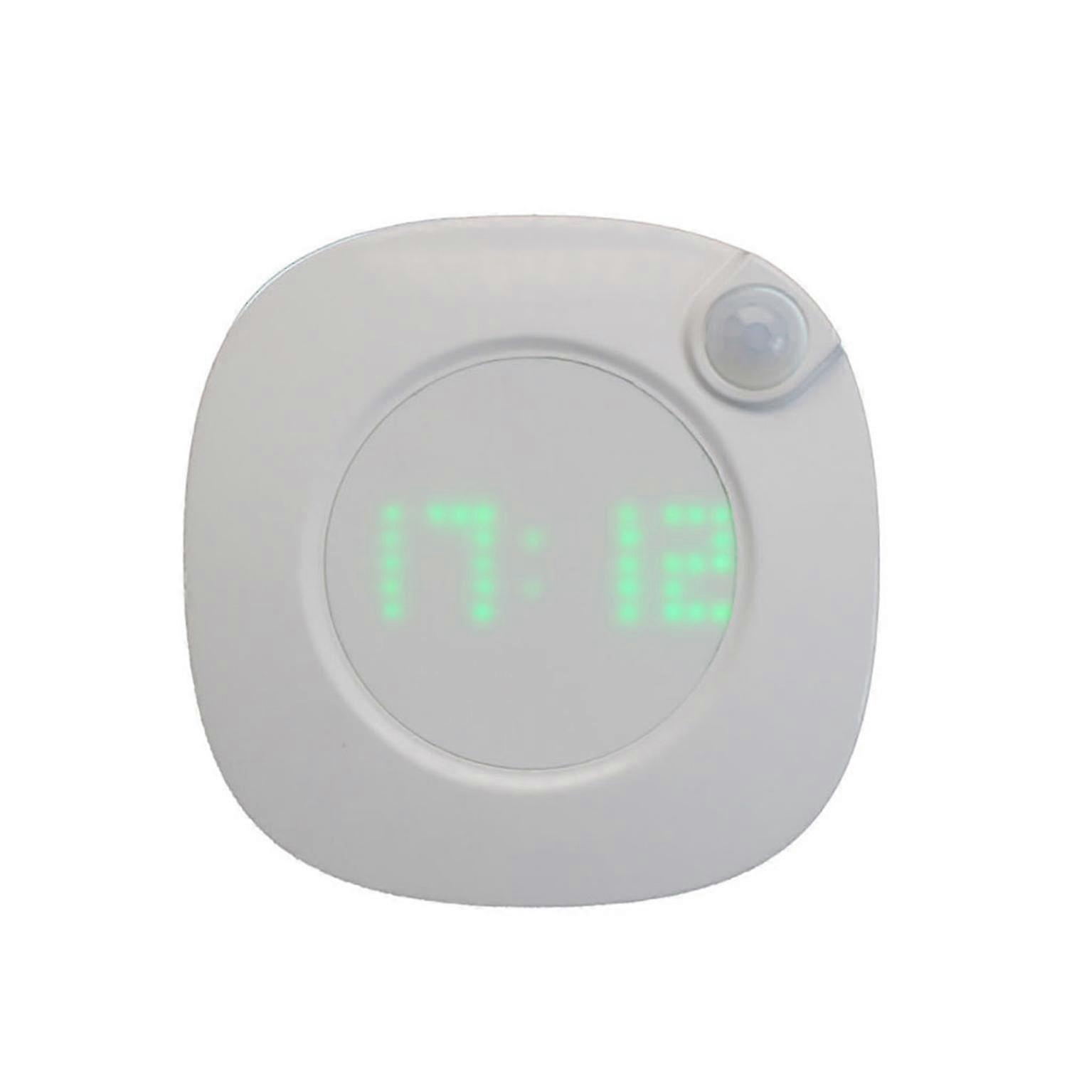 LED Motion Sensor Night Light Digital Time Display Clock Bedroom Bathroom Lamp