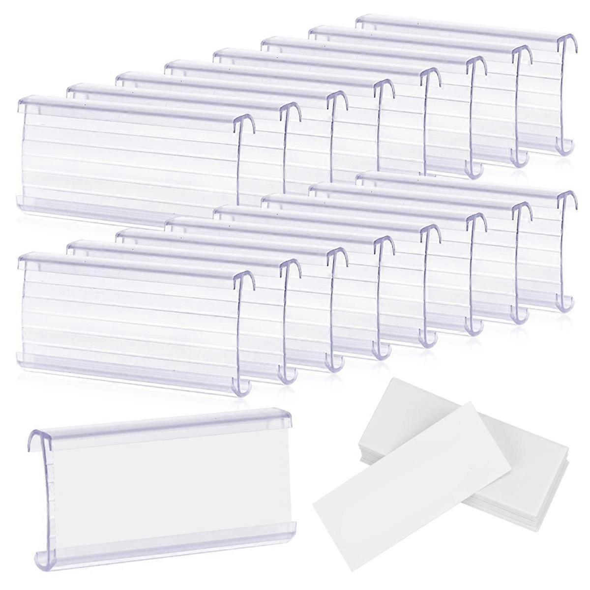 100 Pcs Wire Shelf Label Holders with 100 Paper Inserts,Wire Label Holder Plastic Shelf Tags Compatble 1-1/4Inch Shelves
