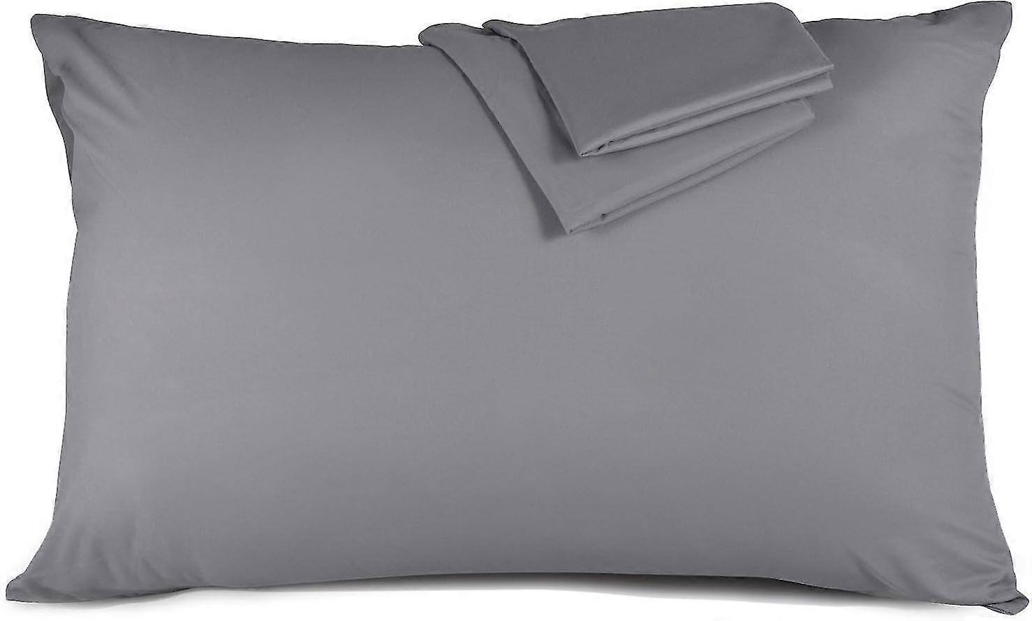 Pillowcase 50x70 Cm - Set Of 2 100% Microfibre Super Soft, Anti-dust Mite And Hypoallergenic (grey,pillow Not Included)
