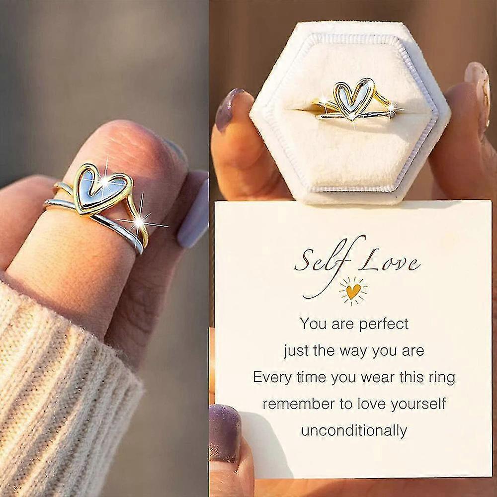 2-in-1 Ayrılabilir Aşk Kalp Yüzük Basit Moda Yüzük Kadın Takı Hediye