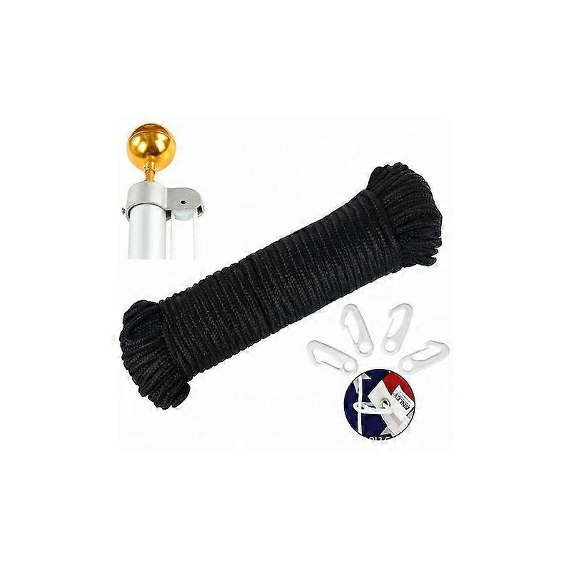 Nylon Rope Kit 1/4 Flagpole Line Rope with 12 Hooks, for Flag Pole for Swing, Flag Poles, Climbing, Camping flag poles