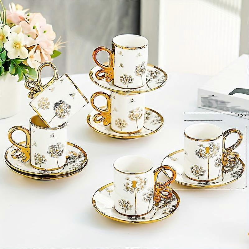 6-κομμάτι Floral κεραμικό φλιτζάνι καφέ, 1.69Oz - επαναχρησιμοποιήσιμα, μονωμένα σκεύη για οικογενειακές συγκεντρώσεις &; απογευματινό τσάι