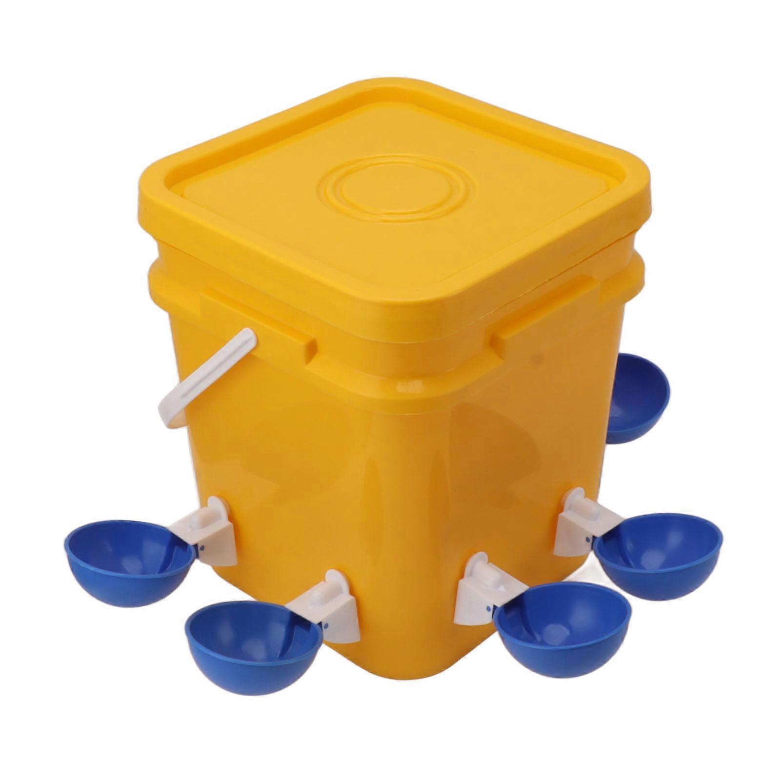 12L Automatic Poultry Drinking Cup with Handheld Barrel for Chicken Goose Duck - Includes Big Blue Bowl and Black Screws