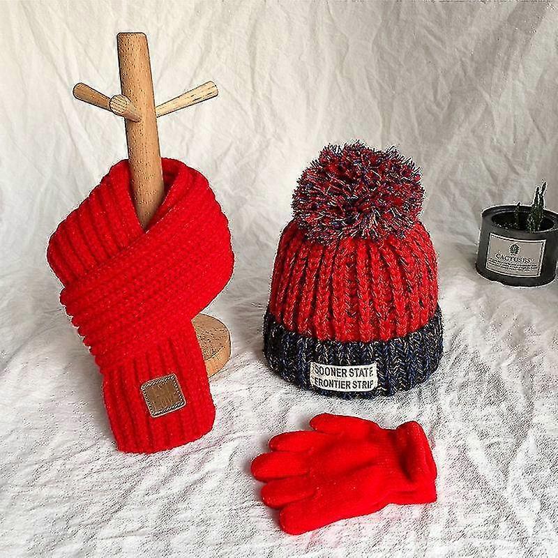 Chapéu de bebê lenço luva conjunto de lã quente para crianças chapéus e cachecóis