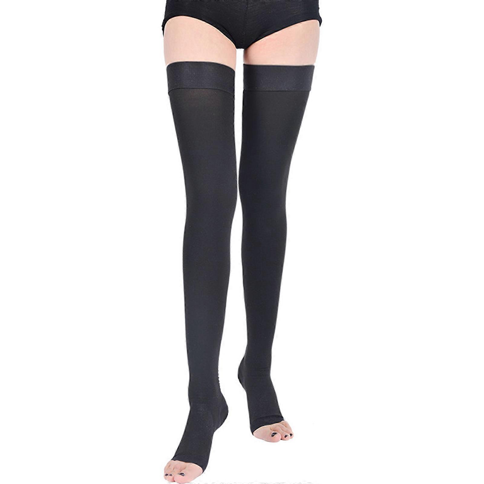 Relief Thigh High Open Toe Compression Stockings, High Quality, Unisex,100% New